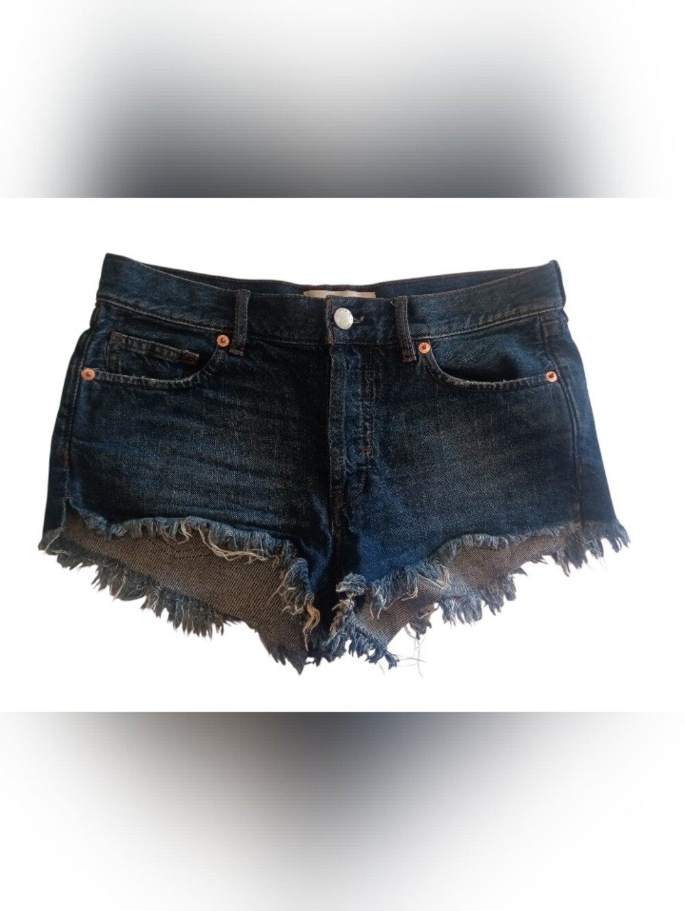 We The Free By Free People Frayed Denim Cut-off Shorts In Dark Blue Wash Size 26